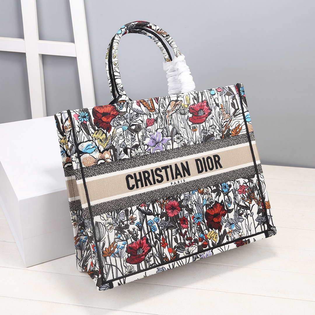 Dior M1286 Dior Book Tote Multicolor Flowers Embroidery - luxibagsmall