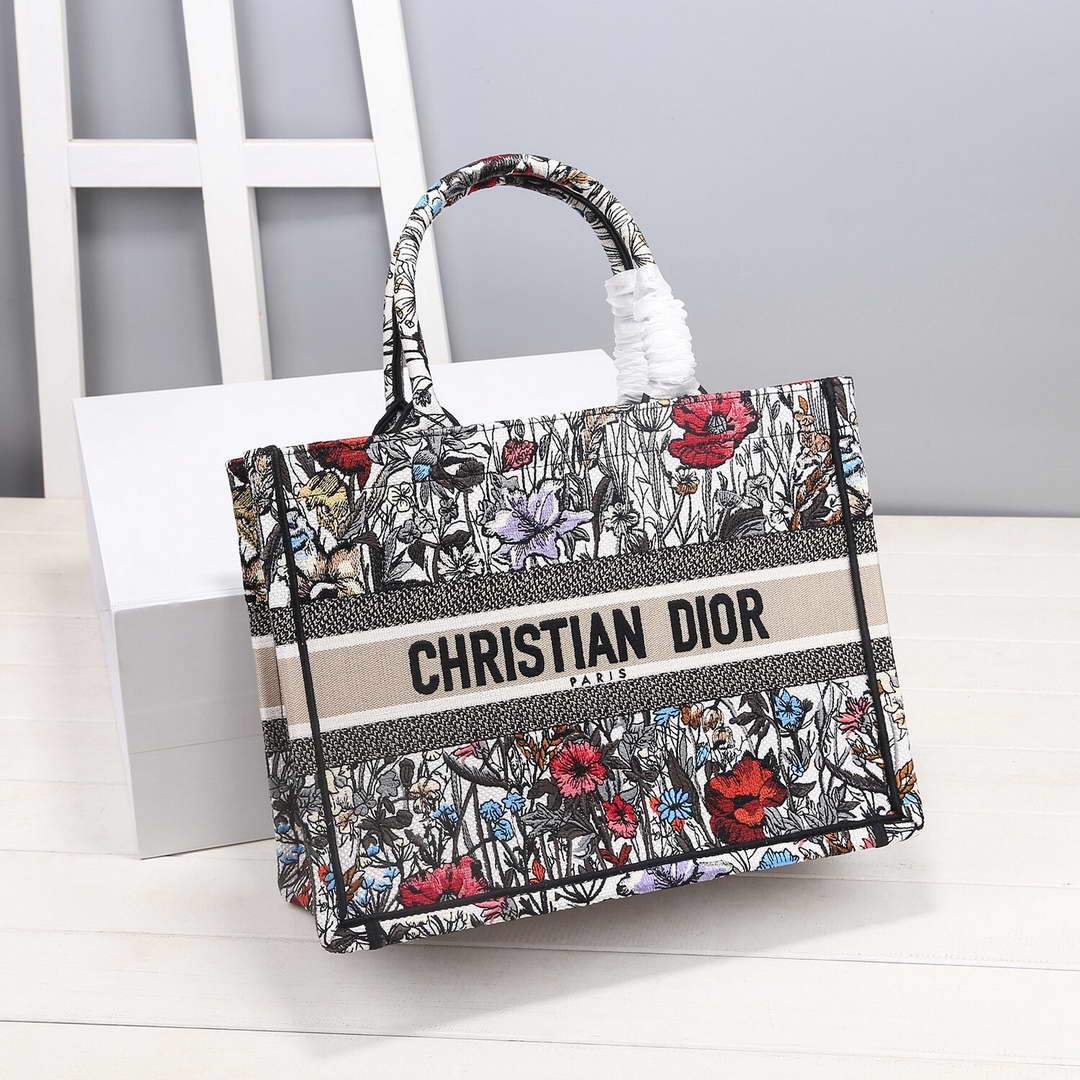 Dior M1286 Dior Book Tote Small Multicolor Flowers Embroidery - luxibagsmall