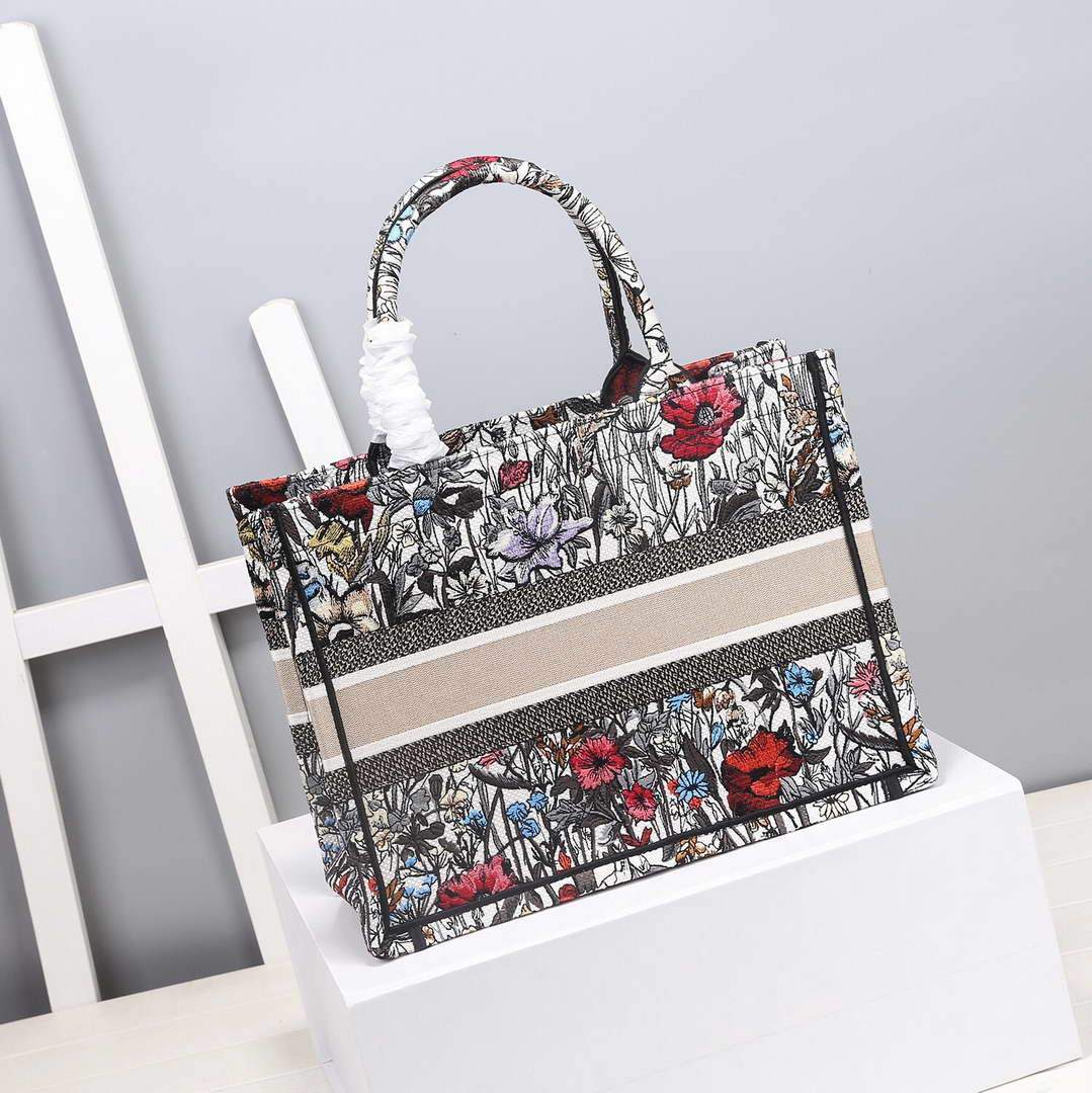 Dior M1286 Dior Book Tote Small Multicolor Flowers Embroidery - luxibagsmall