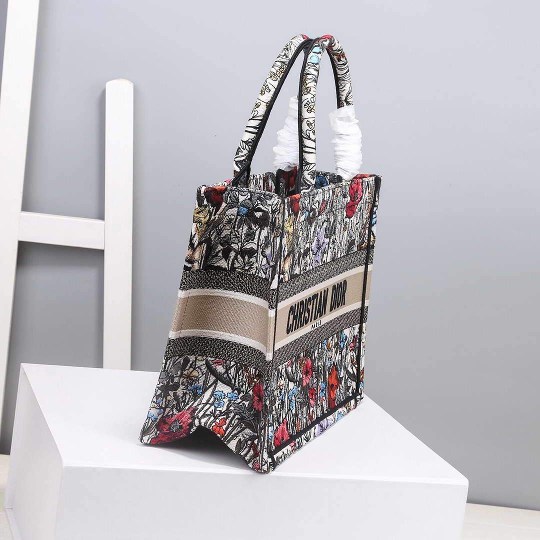 Dior M1286 Dior Book Tote Small Multicolor Flowers Embroidery - luxibagsmall