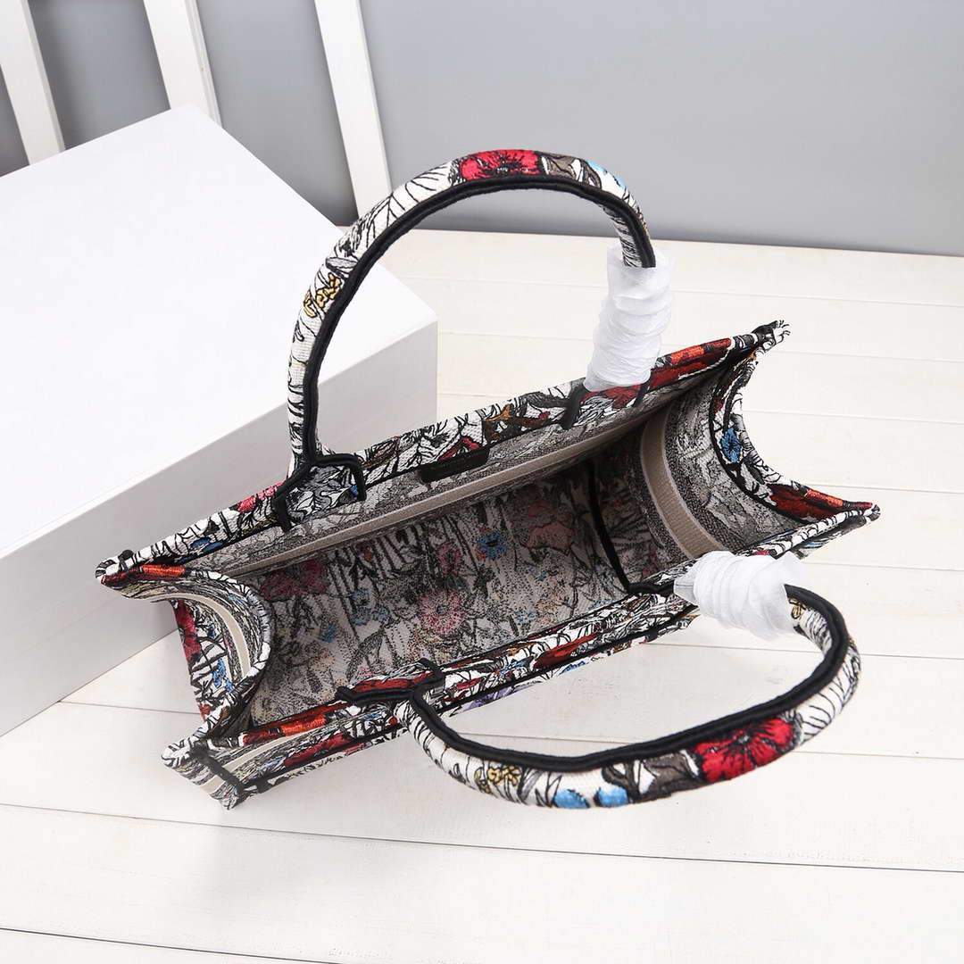 Dior M1286 Dior Book Tote Small Multicolor Flowers Embroidery - luxibagsmall