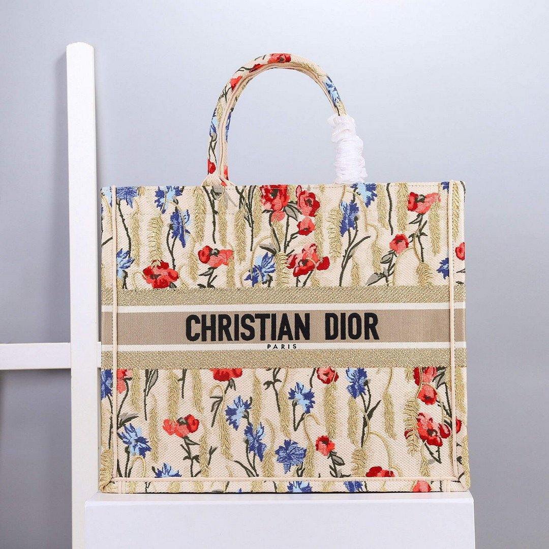 Dior M1296 Book Tote Christian Dior Small Beige Multicolork - Voguebags