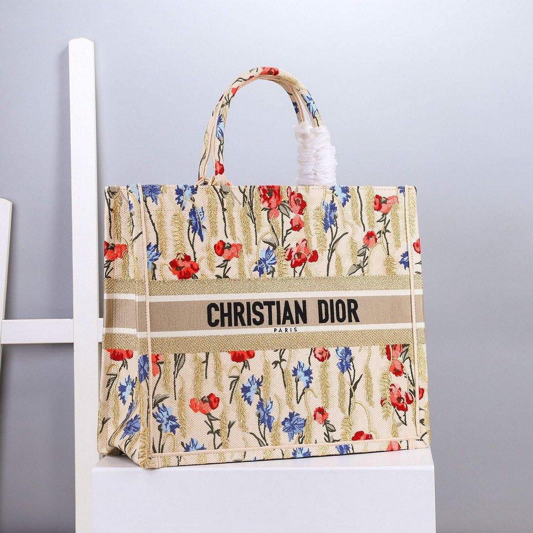 Dior M1296 Book Tote Christian Dior Small Beige Multicolork - Voguebags