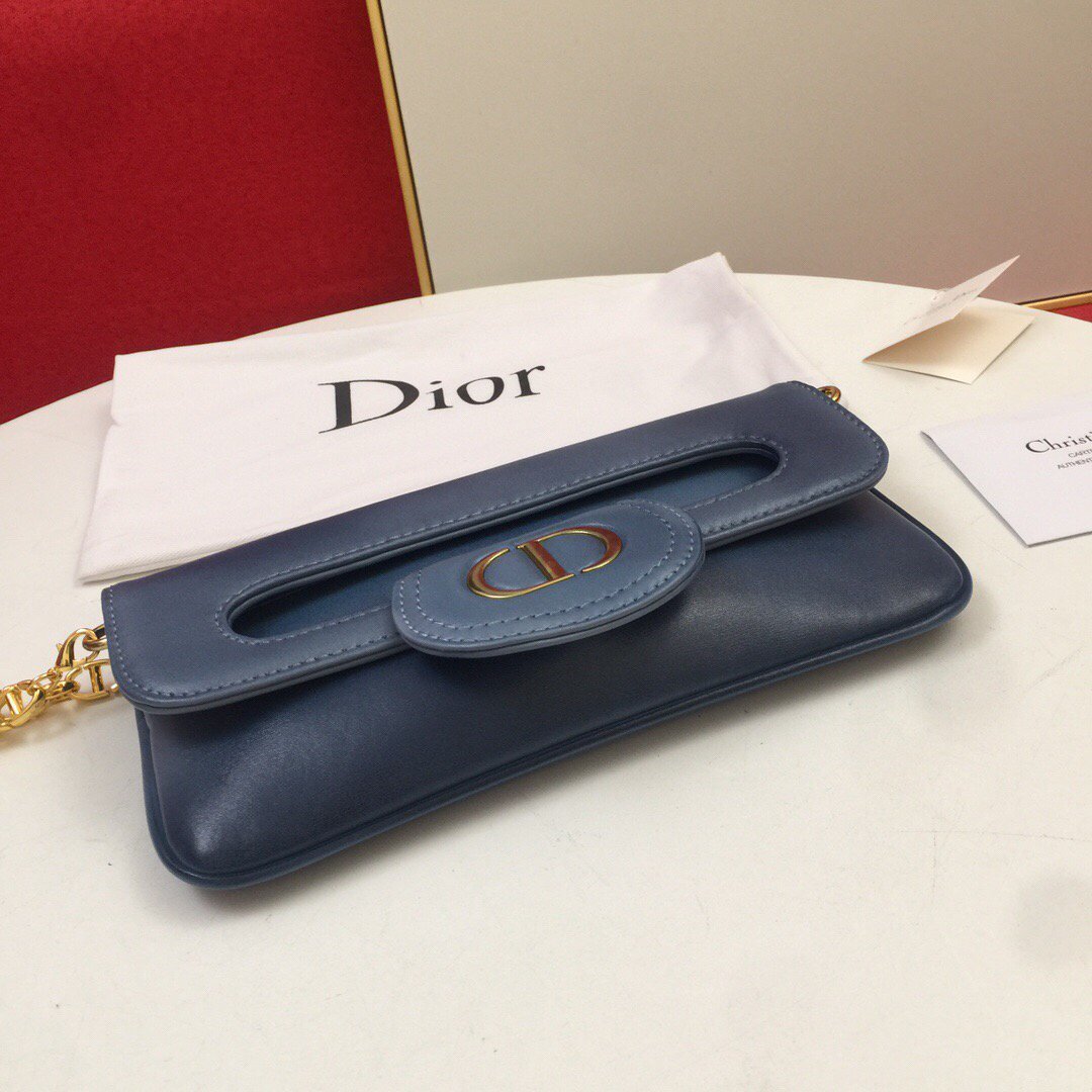 Dior M8641 Medium Diordouble Bag Deep Ocean Blue - luxibagsmall