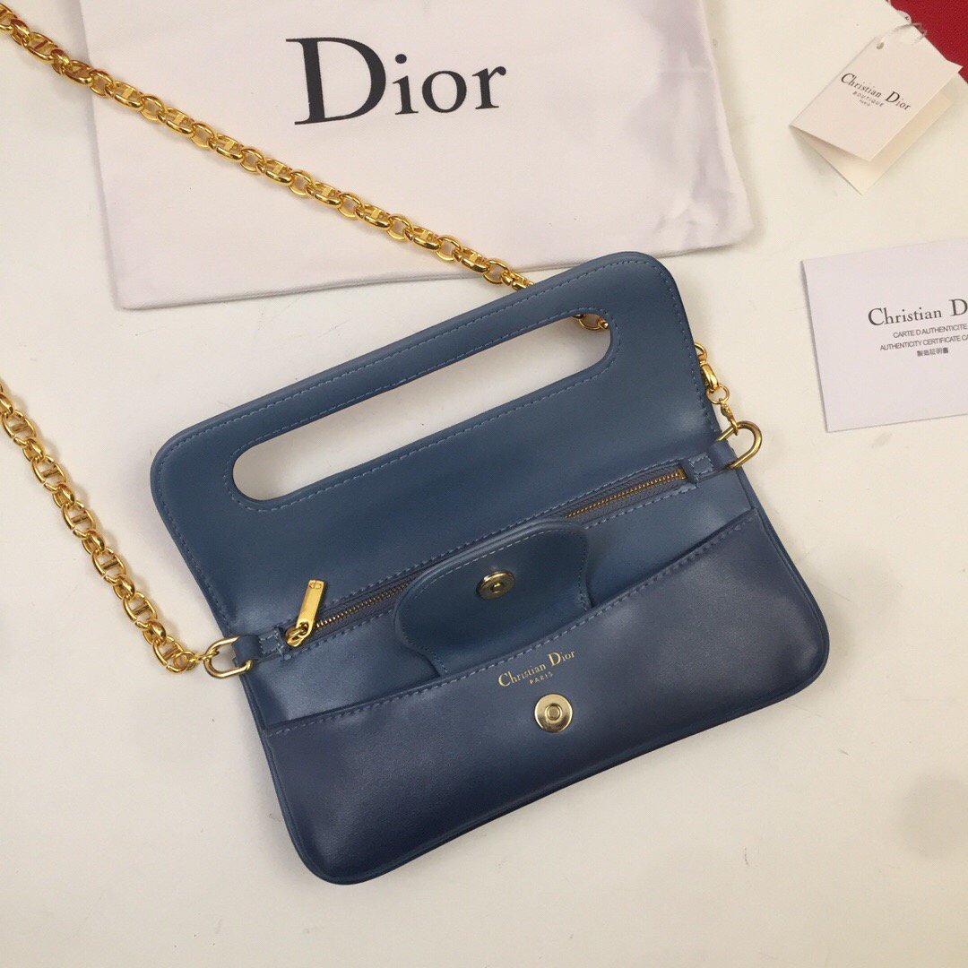 Dior M8641 Medium Diordouble Bag Deep Ocean Blue - luxibagsmall