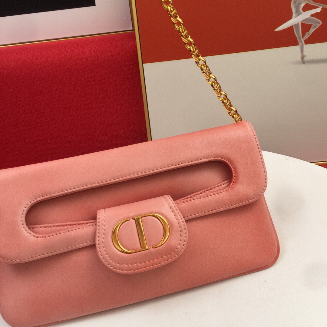 Dior M8641 Medium Diordouble Bag Pink - luxibagsmall