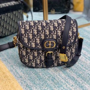 Dior M9319 Dior Bobby Medium Crossbody Bag Oblique Jacquard Navy Blue - luxibagsmall