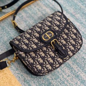 Dior M9319 Dior Bobby Medium Crossbody Bag Oblique Jacquard Navy Blue - luxibagsmall