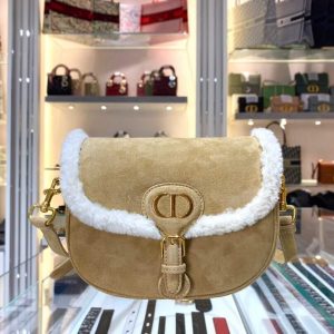 Dior M9319 Medium Dior Bobby Bag Camel Colored Shearling - Voguebags