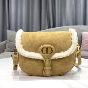 Dior M9319 Medium Dior Bobby Bag Camel Colored Shearling - Voguebags