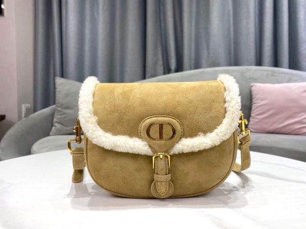 Dior M9319 Medium Dior Bobby Bag Camel Colored Shearling - Voguebags