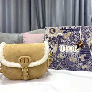 Dior M9319 Medium Dior Bobby Bag Camel Colored Shearling - Voguebags