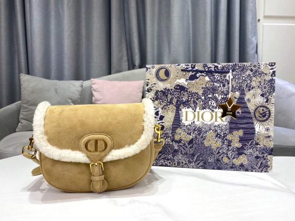 Dior M9319 Medium Dior Bobby Bag Camel Colored Shearling - Voguebags