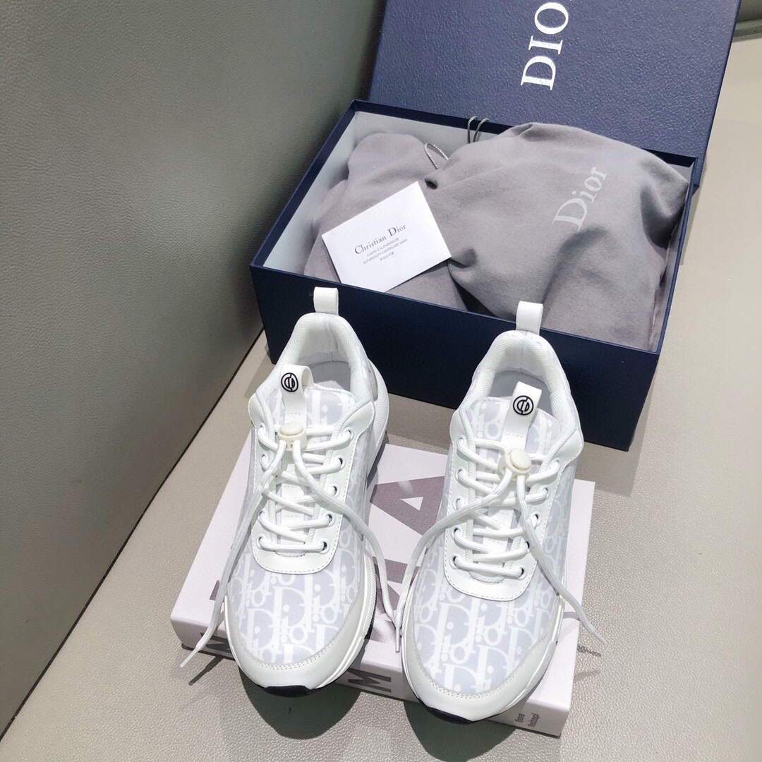 Dior Men's Women‘s D-CONNECT Sneaker Dior Printed Technical Fabric KCK302 White - luxibagsmall