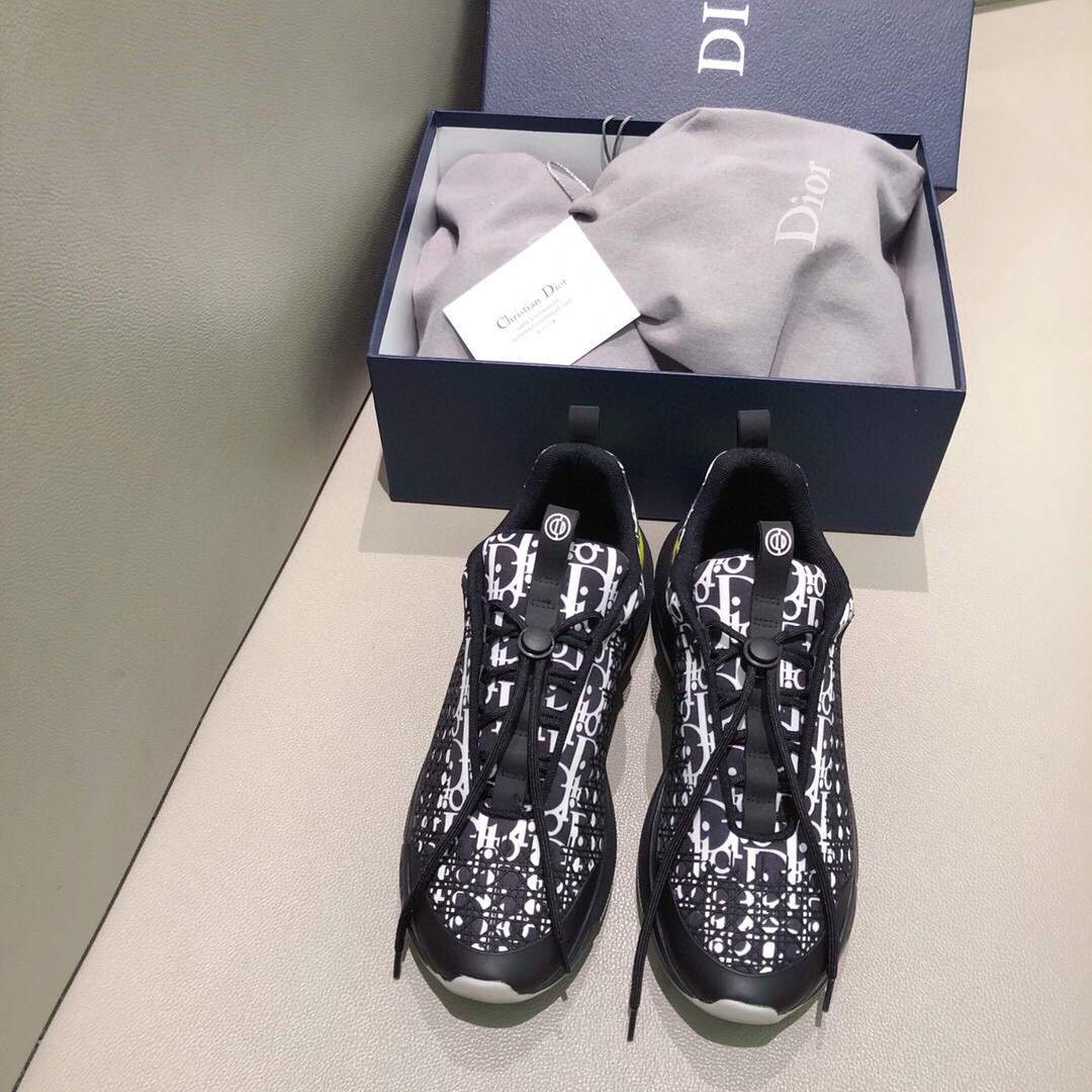 Dior Men's Women‘s D-CONNECT Sneaker Dior Printed Technical Fabric KCK302 Black - luxibagsmall