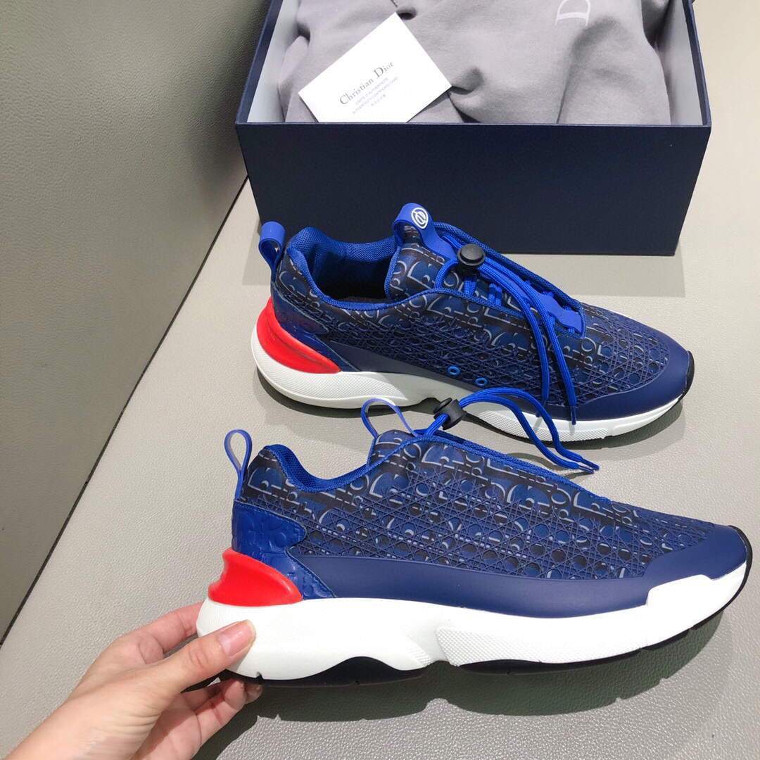 Dior Men's Women‘s D-CONNECT Sneaker Dior Printed Technical Fabric KCK302 Blue - luxibagsmall