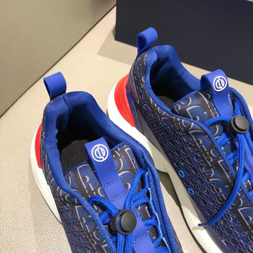 Dior Men's Women‘s D-CONNECT Sneaker Dior Printed Technical Fabric KCK302 Blue - luxibagsmall