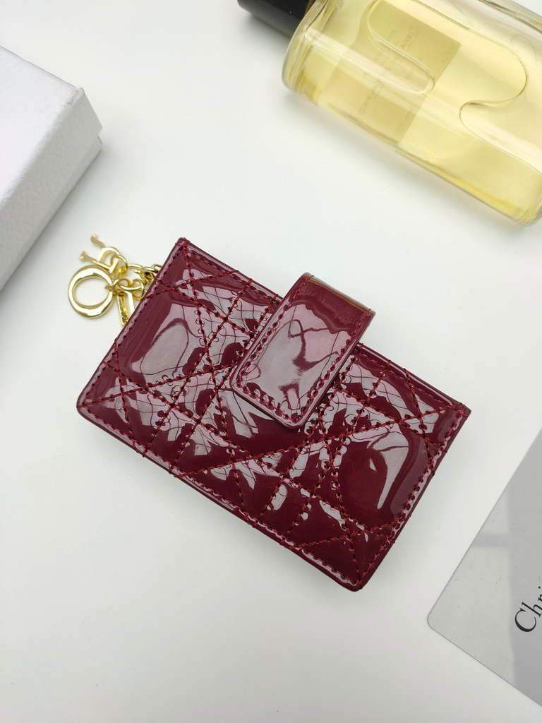 Dior S0074 Wallet Lady dior 5-Gusset card holder Wind Red Patent Cannage Calfskin - shop2bag