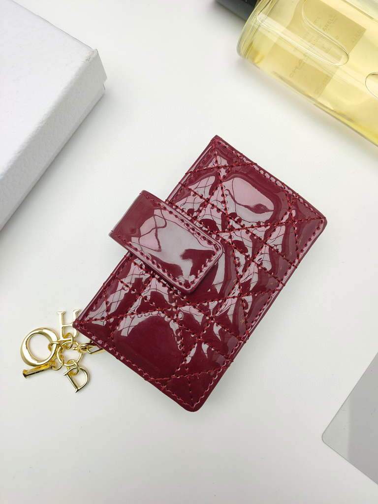 Dior S0074 Wallet Lady dior 5-Gusset card holder Wind Red Patent Cannage Calfskin - shop2bag