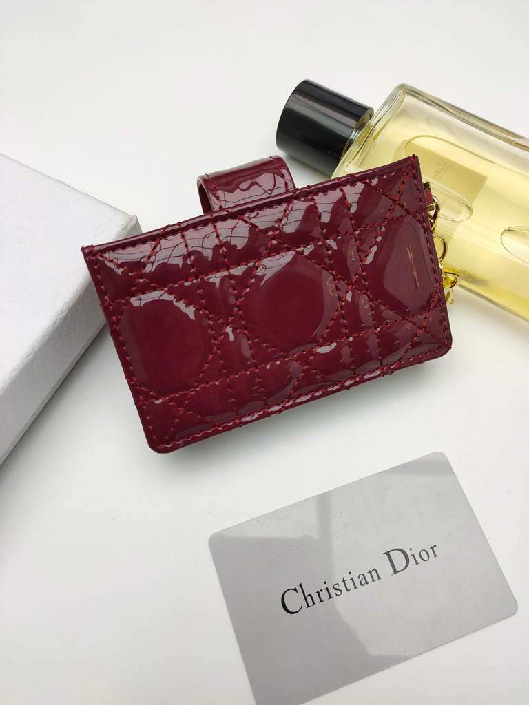 Dior S0074 Wallet Lady dior 5-Gusset card holder Wind Red Patent Cannage Calfskin - shop2bag