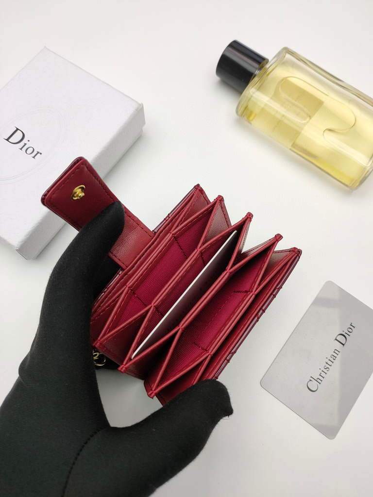 Dior S0074 Wallet Lady dior 5-Gusset card holder Wind Red Patent Cannage Calfskin - shop2bag