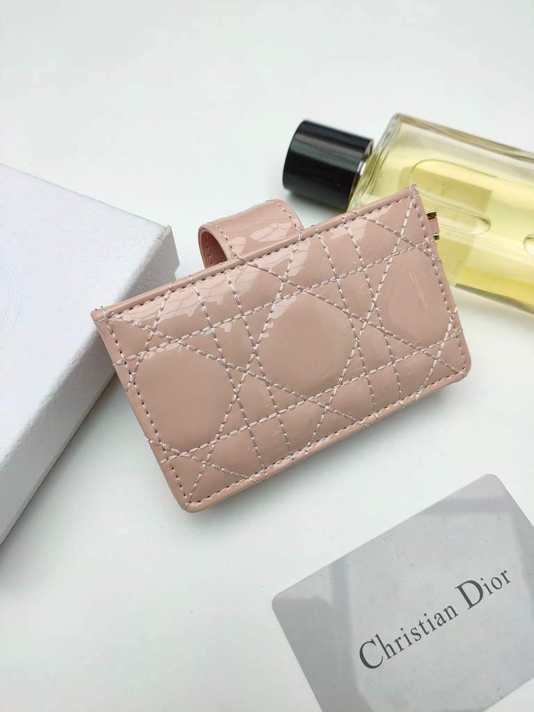 Dior S0074 Wallet Lady dior 5-Gusset card holder Nude Patent Cannage Calfskin - shop2bag