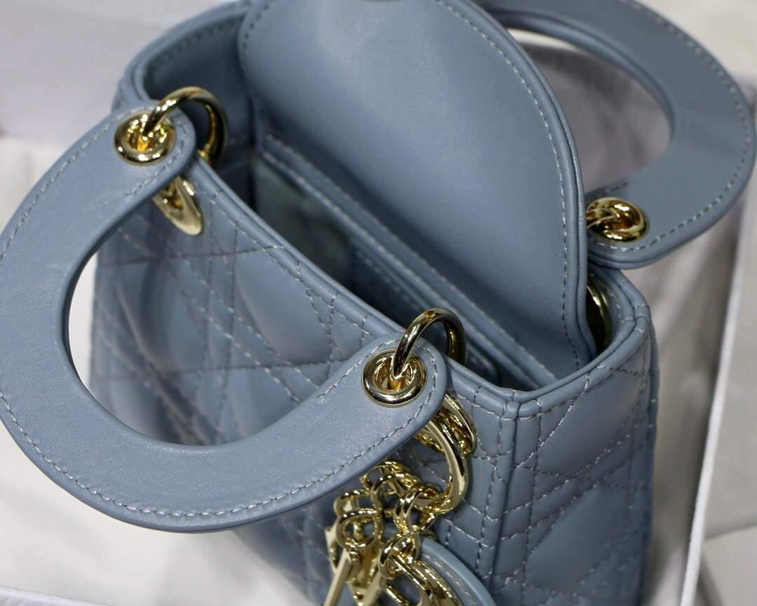 Dior S0856 MICRO LADY Dior Bag Cloud Blue Cannage Lambskin - luxibagsmall