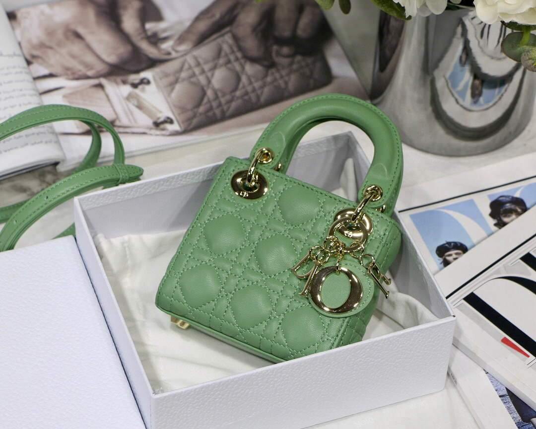 Dior S0856 MICRO LADY Dior Bag Green Cannage Lambskin - luxibagsmall