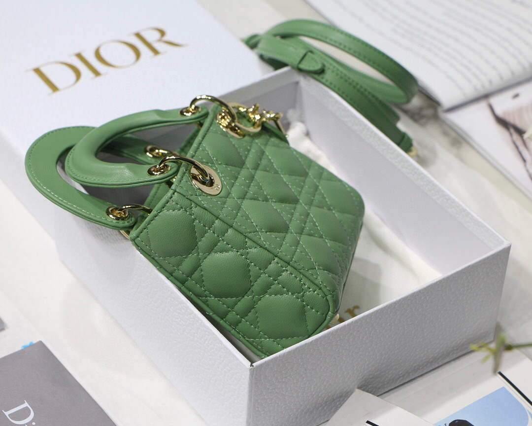 Dior S0856 MICRO LADY Dior Bag Green Cannage Lambskin - luxibagsmall