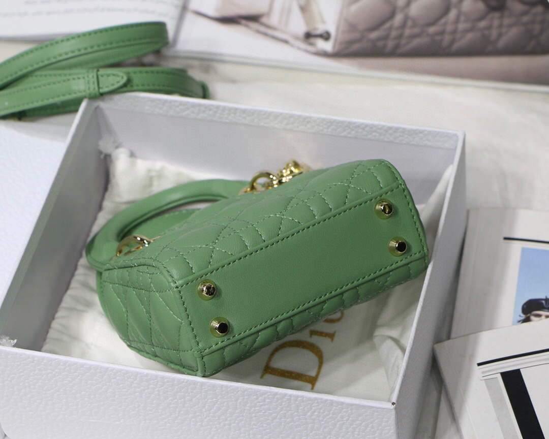 Dior S0856 MICRO LADY Dior Bag Green Cannage Lambskin - luxibagsmall