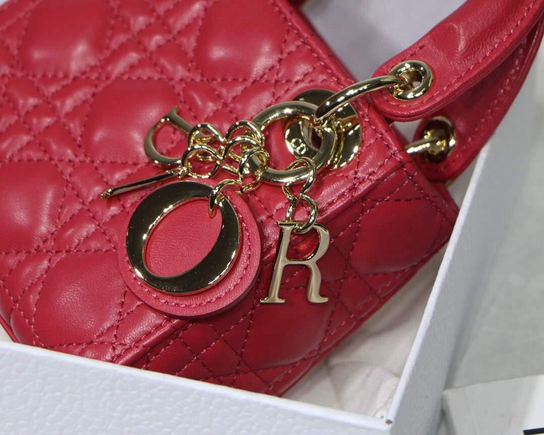 Dior S0856 MICRO LADY Dior Bag Red Cannage Lambskin - luxibagsmall