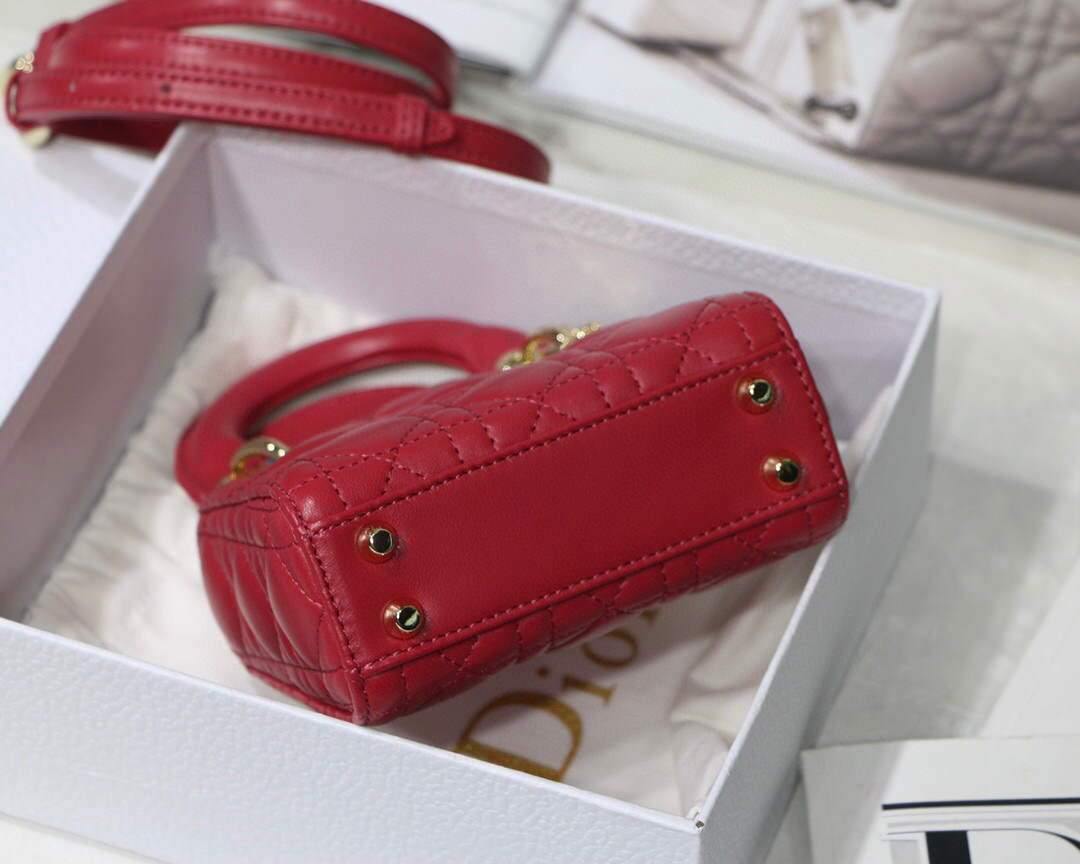 Dior S0856 MICRO LADY Dior Bag Red Cannage Lambskin - luxibagsmall