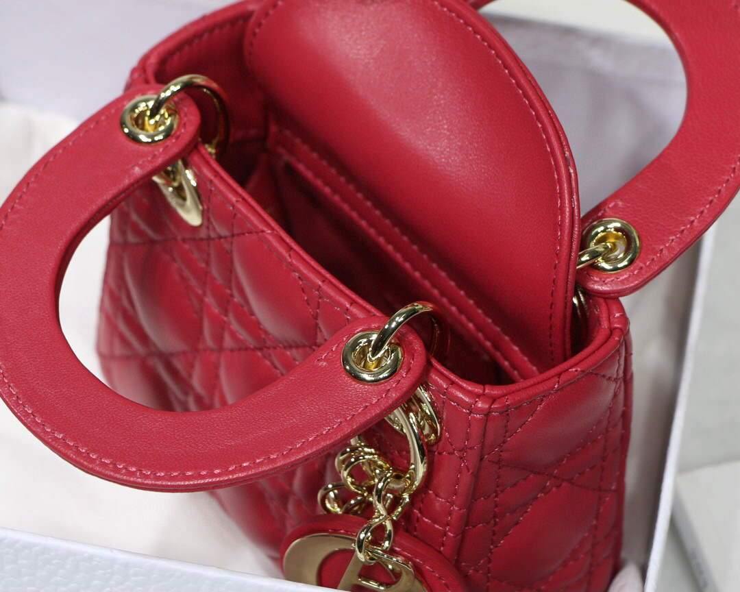 Dior S0856 MICRO LADY Dior Bag Red Cannage Lambskin - luxibagsmall