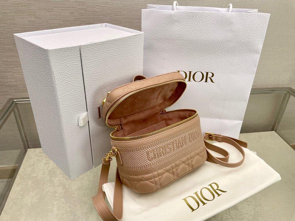 Dior S5488 Small Diortravel Vanity Case Lambskin Apircot - Voguebags