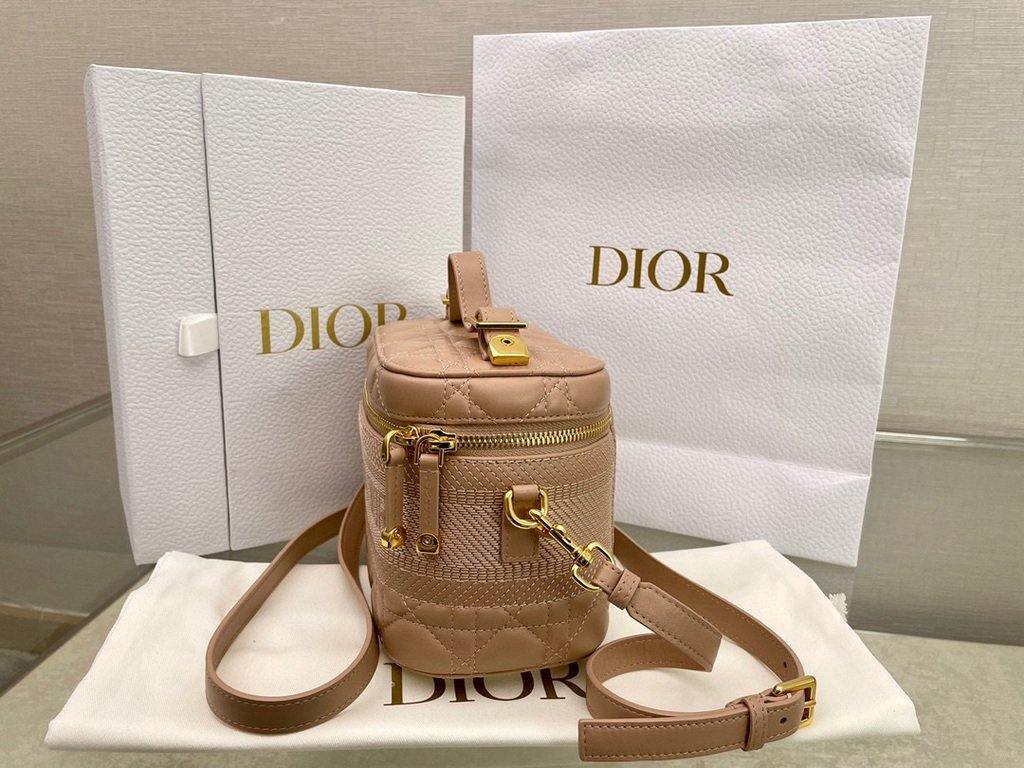 Dior S5488 Small Diortravel Vanity Case Lambskin Apircot - Voguebags