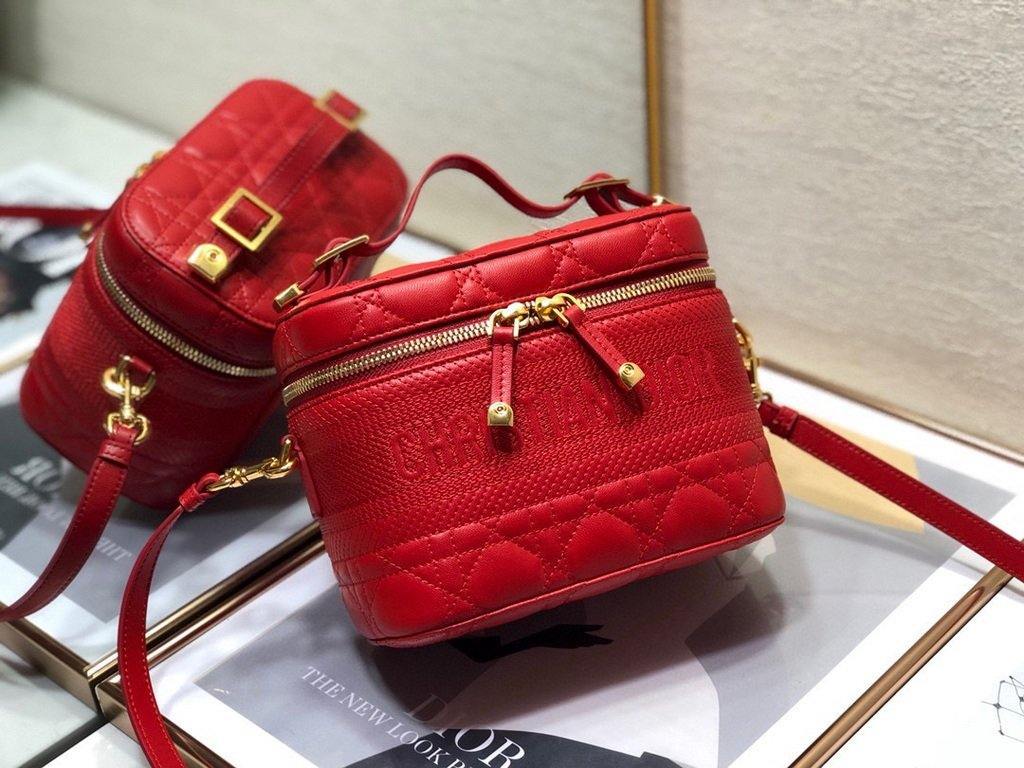 Dior S5488 Small Diortravel Vanity Case in Red Lambskin - Voguebags