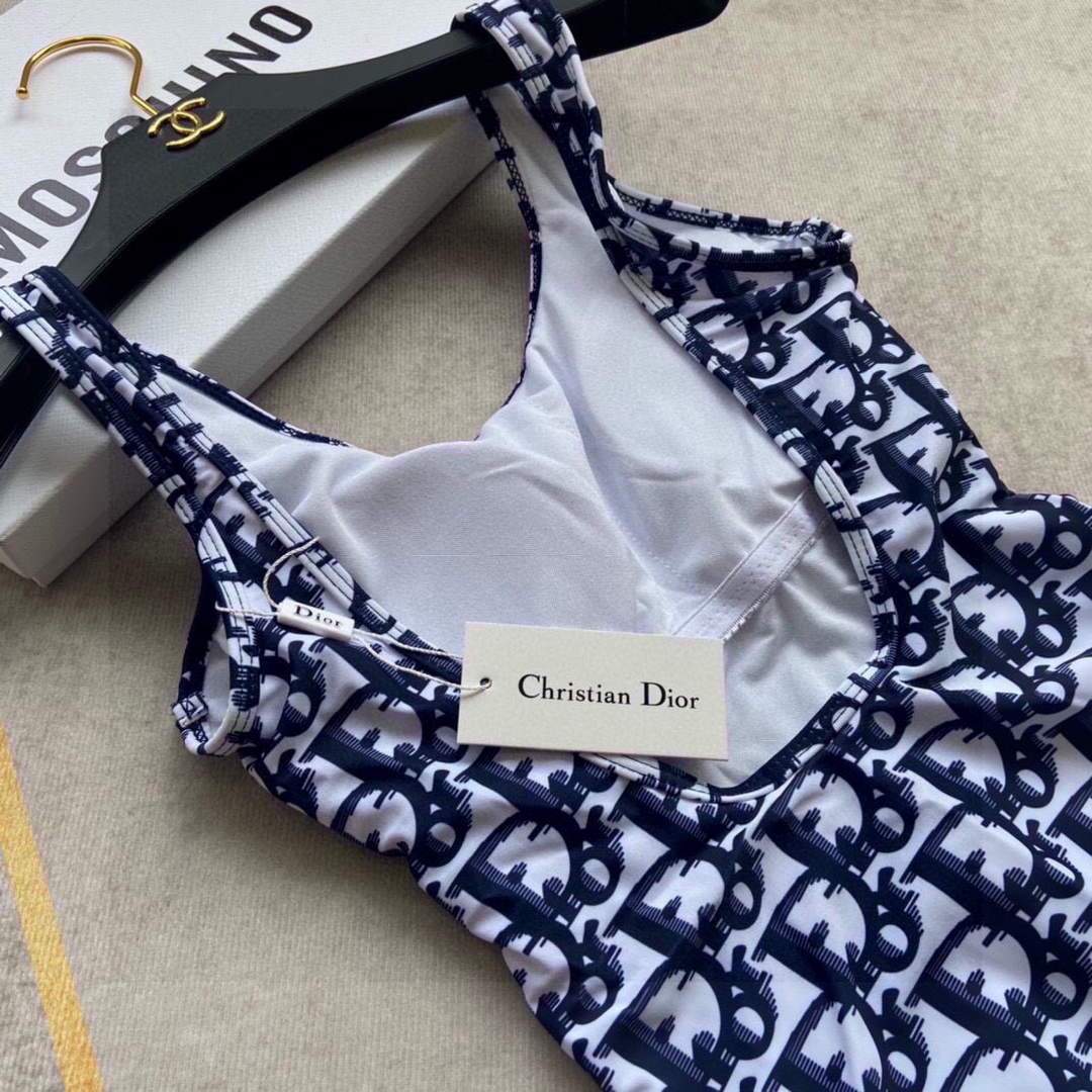 Dior Women's Blue Dior Oblique Technical Fabric swimsuit swimming suit 38101 - luxibagsmall