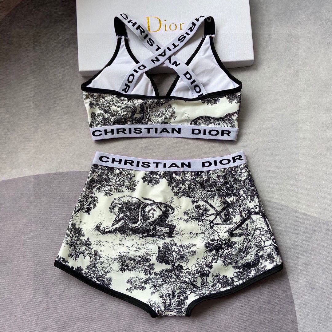 Dior Women's Designer monogram animal icon Gray swimsuit swimming suit 38098 - luxibagsmall