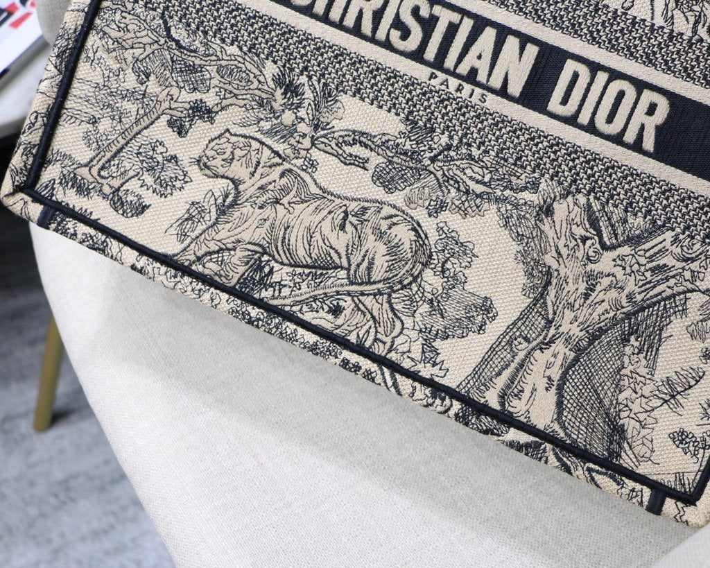 Dior Book Tote M1286 Black Toile de Jouy Embroidery - luxibagsmall