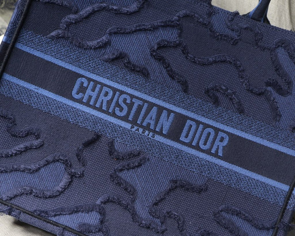 Dior Book Tote M1286 Blue Camouflage Embroidery - luxibagsmall