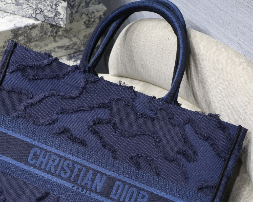 Dior Book Tote M1286 Blue Camouflage Embroidery - luxibagsmall