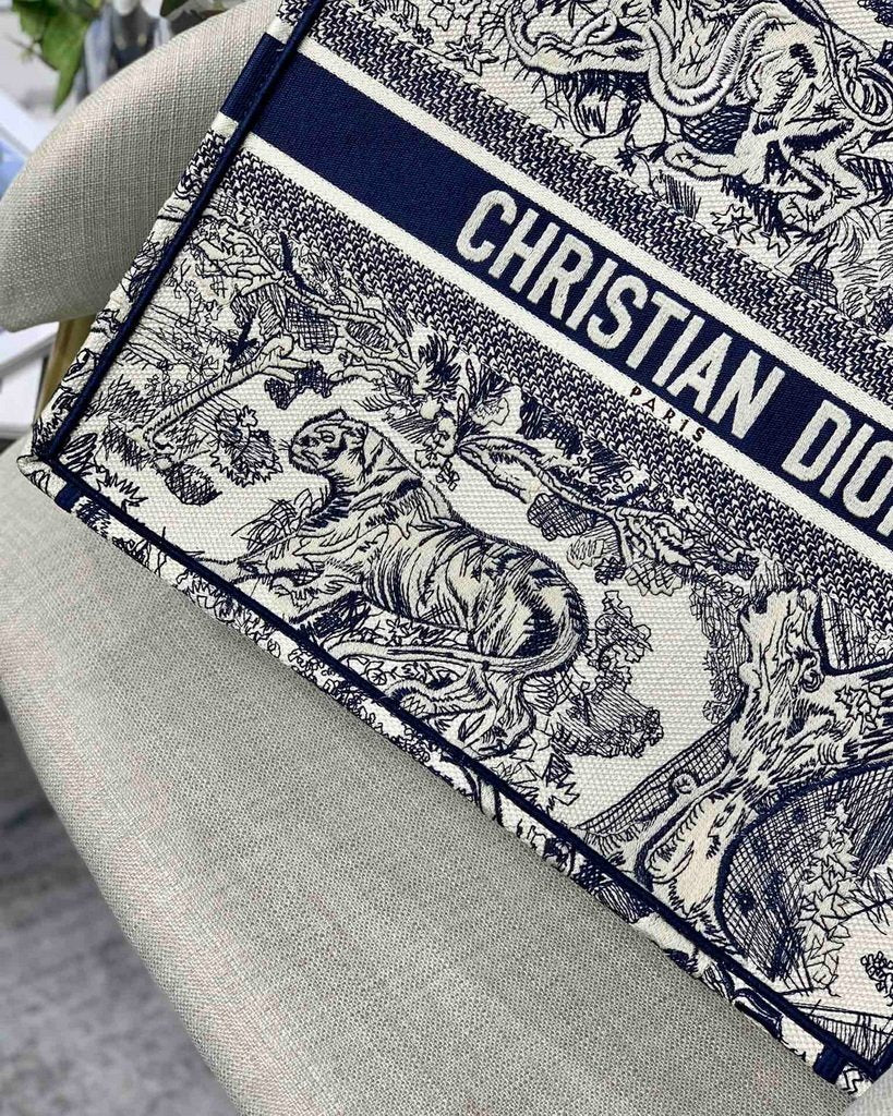 Dior Book Tote M1286 Blue Toile de Jouy Embroidery - luxibagsmall