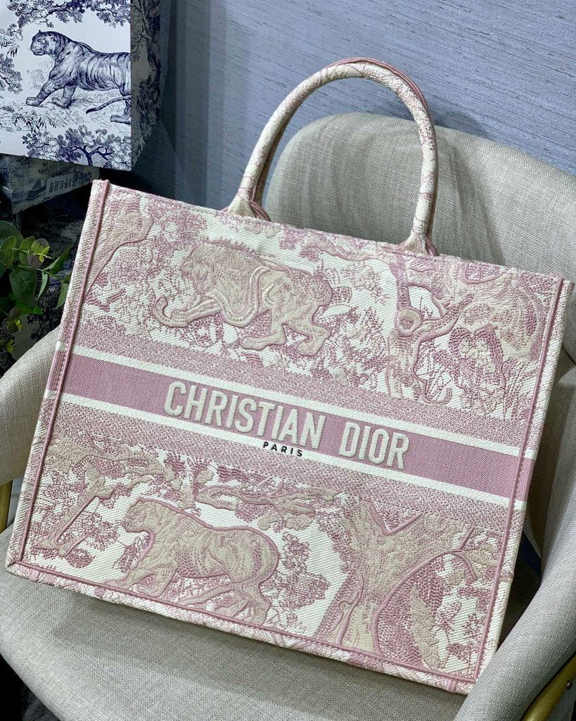 Dior Book Tote M1286 Pink Toile de Jouy Embroidery - luxibagsmall