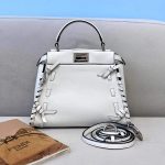 Fendi 5510S Peekaboo Iconic Essentially White Leather Bag - luxibagsmall