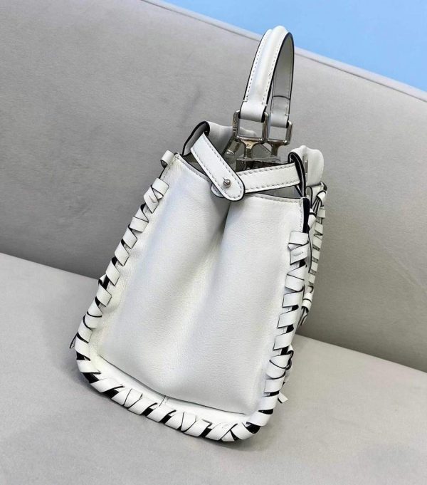 Fendi 5510S Peekaboo Iconic Essentially White Leather Bag - luxibagsmall