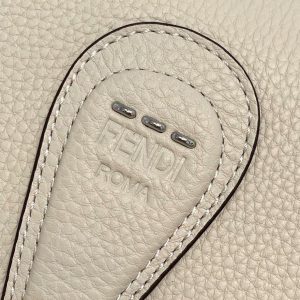 Fendi 655 Fendi Moonlight Shoulder Saddle Leather Bag Beige - luxibagsmall