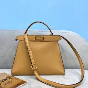 Fendi 70193 Peekaboo ISEEU MEDIUM Apricot Leather Bag - luxibagsmall