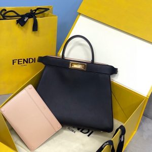 Fendi 70193 Peekaboo ISEEU MEDIUM Black Leather Bag - luxibagsmall