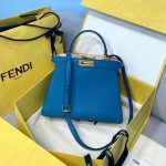 Fendi 70193 Peekaboo ISEEU MEDIUM Blue Leather Bag - luxibagsmall