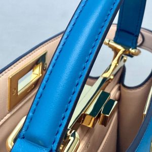 Fendi 70193 Peekaboo ISEEU MEDIUM Blue Leather Bag - luxibagsmall